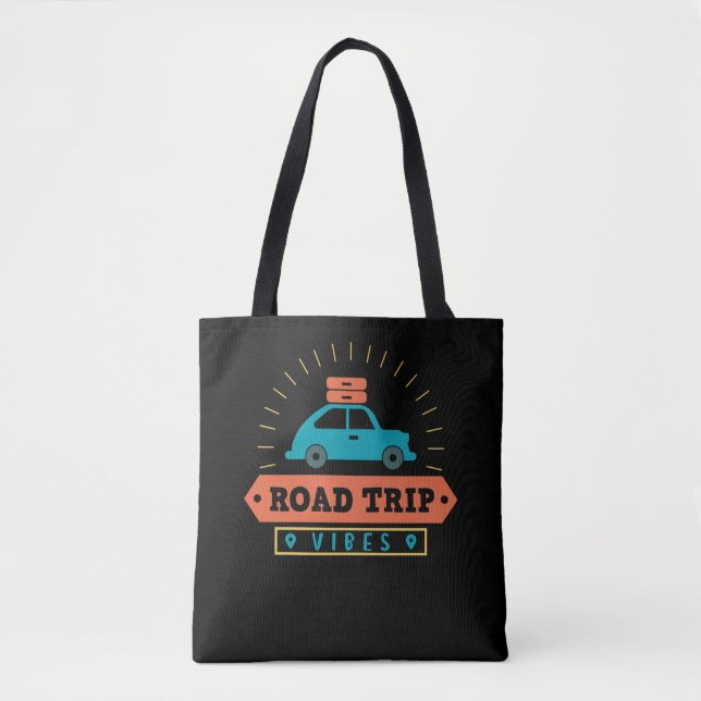 Traveler Vacation Road Trip Vibes Palm Tree Tote Bag (Front)