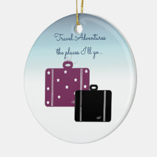 Traveler With Suitcases Ceramic Ornament