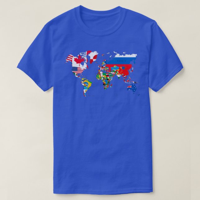 Traveler World Map Flags T-Shirt (Design Front)