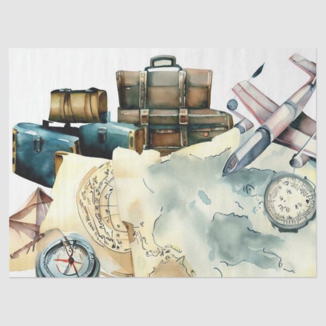 "Traveler's Delight: Adventure Awaits" Tissue Paper (Front)