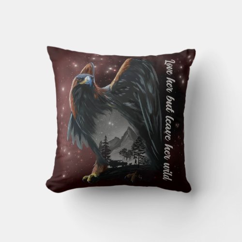 Travelers on the foreland of a mountain eagle throw pillow