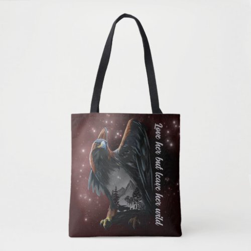 Travelers on the foreland of a mountain eagle tote bag