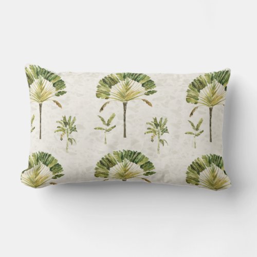 Travelers Palm and Banana Tree on Terrazzo Lumbar Pillow