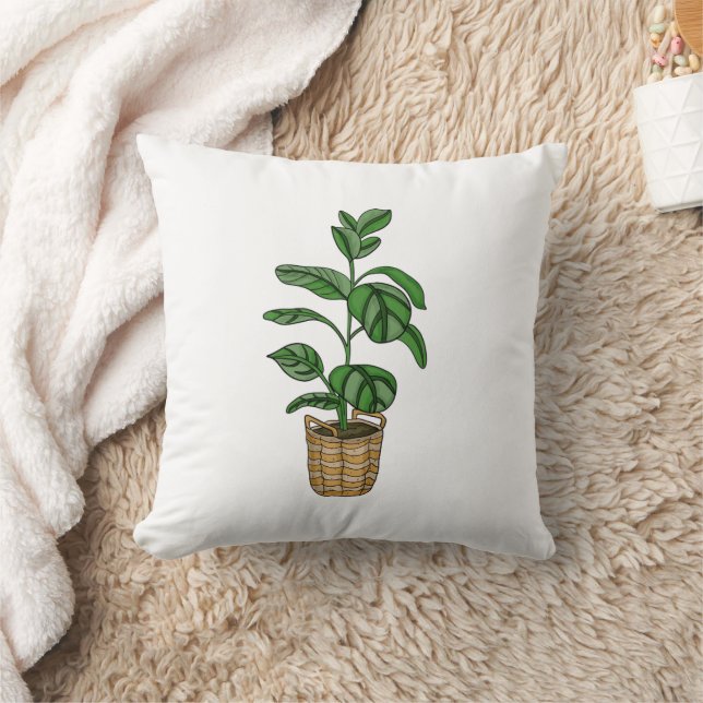Traveler's Palm Hand drawn Plant  Throw Pillow (Blanket)