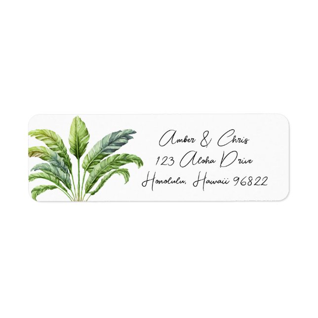 Travelers Palm Tree Tropical Green Boho Label (Front)