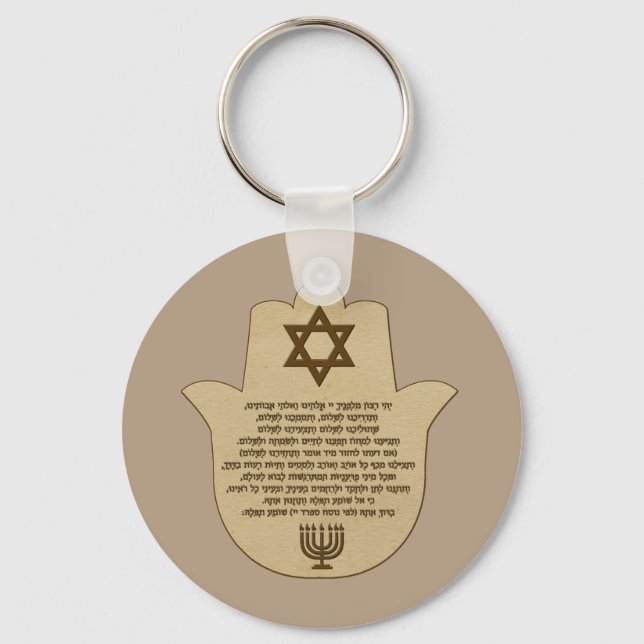 Traveler's Prayer on Hebrew Keychain (Front)