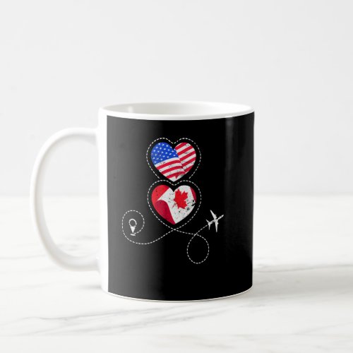 Traveling Airplane Hearts Us Flag Canadian Maple L Coffee Mug