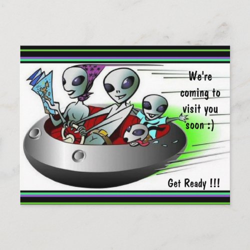 Traveling Aliens Coming to Visit Postcard