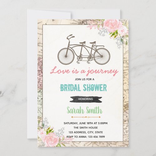 Traveling bike bridal shower invitation