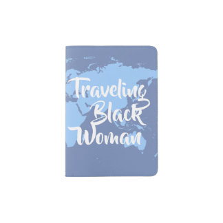 Traveling Black Women Passport Cover - Blue