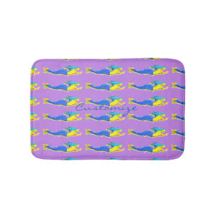 traveling blue-tail mermaids pattern bathroom mat