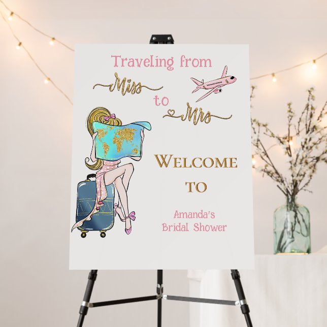 Traveling Bridal Shower Journey Welcome Foam Board (In Situ (Stand))