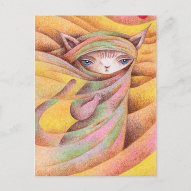 Traveling cat postcard (Front)