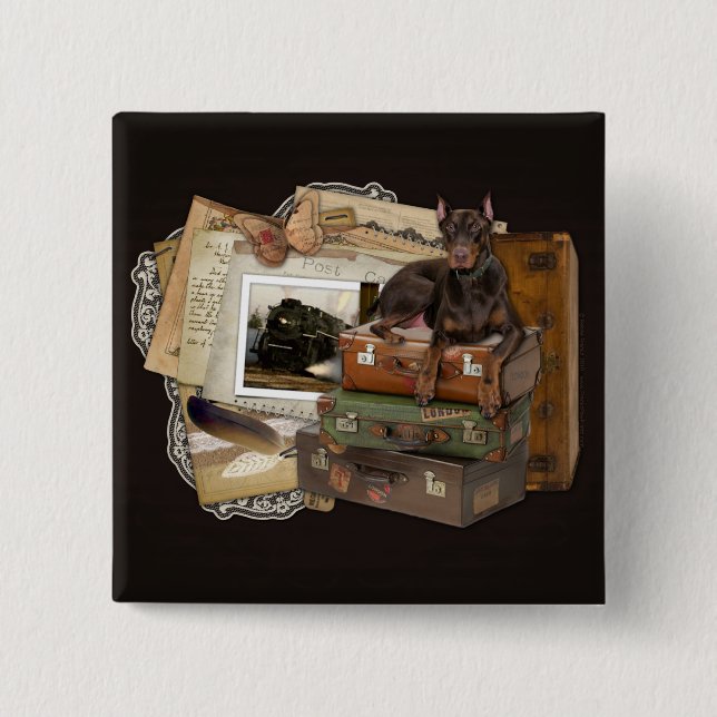 Traveling Doberman - Rocky Button (Front)