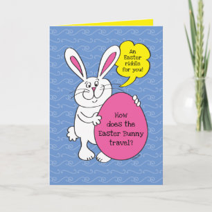 Traveling Easter Bunny Funny Riddle For Kids Card