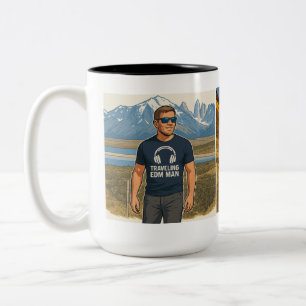 Traveling EDM man Two-Tone Coffee Mug