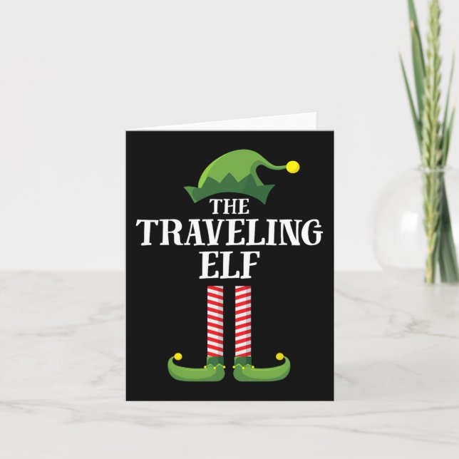 Traveling Elf Matching Family Group Christmas Part Card (Front)