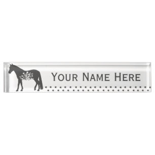 Traveling Floral Horse Customizable Desk Nameplate
