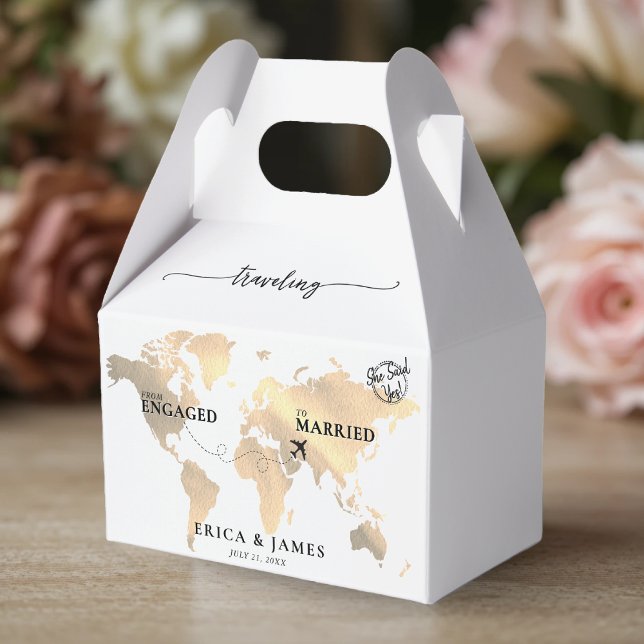 Traveling from Engaged to Married Gold Map Favor Boxes (Traveling from Engaged to Married Gold Map Favor Boxes
)