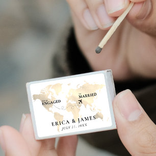 Traveling from Engaged to Married Gold Map Matchboxes