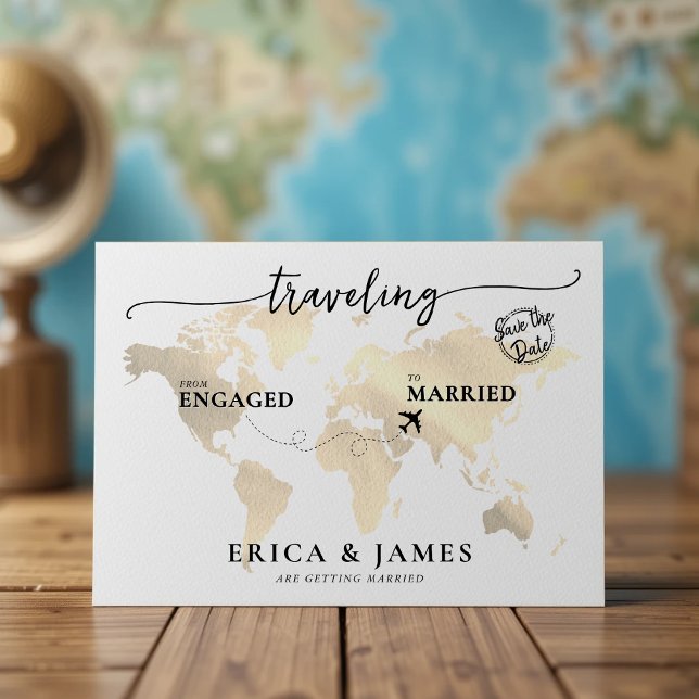 Traveling from Engaged to Married Save the Date Postcard (Traveling from Engaged to Married Save the Date Postcard
)