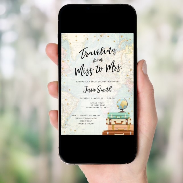 Traveling From Miss to Mrs Adventure Bridal Shower Invitation (Front Digital)