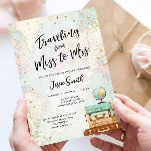 Traveling From Miss to Mrs Adventure Bridal Shower Invitation