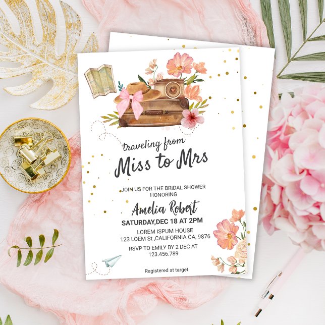 Traveling from miss to mrs Adventure Bridal shower Invitation (Creator Uploaded)