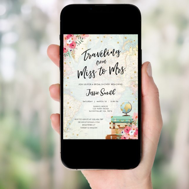 Traveling From Miss to Mrs Adventure Bridal Shower Invitation (Front Digital)