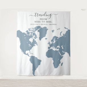Traveling From Miss To Mrs Bridal Backdrop