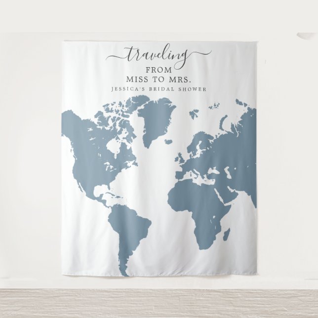 Traveling From Miss To Mrs Bridal Backdrop (Front)