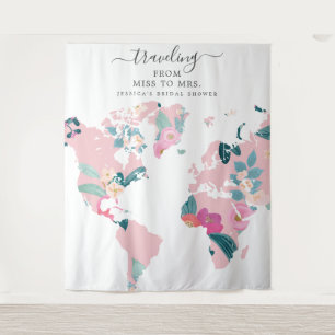 Traveling From Miss To Mrs Bridal Backdrop
