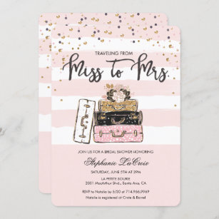 Traveling from Miss to Mrs Bridal Invitation