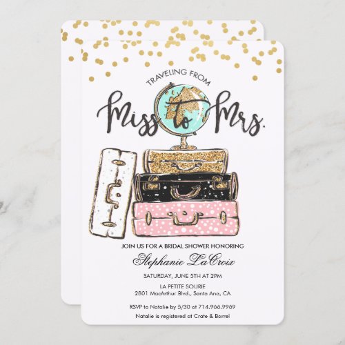 Traveling from Miss to Mrs Bridal Invitation