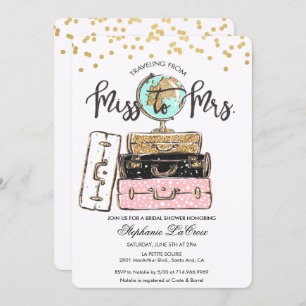 Traveling from Miss to Mrs Bridal Invitation
