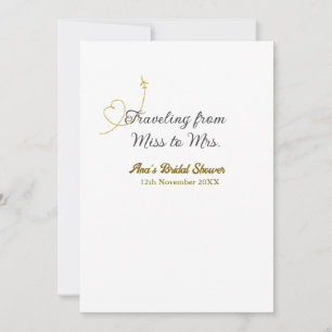 Traveling from Miss to Mrs bridal shower add name Invitation