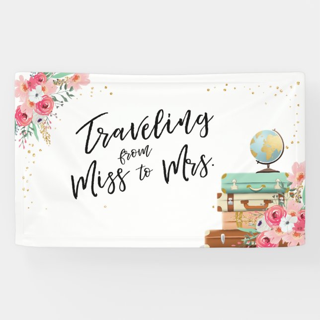 Traveling from Miss to Mrs Bridal shower banner (Horizontal)