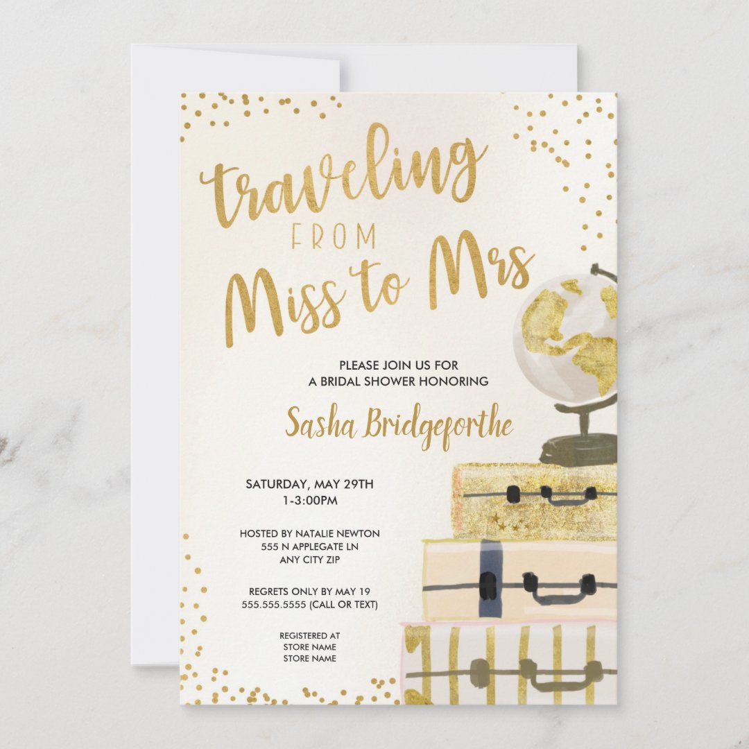 Traveling from Miss to Mrs bridal shower Invitation Zazzle