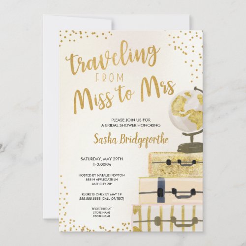 Traveling from Miss to Mrs bridal shower Invitation