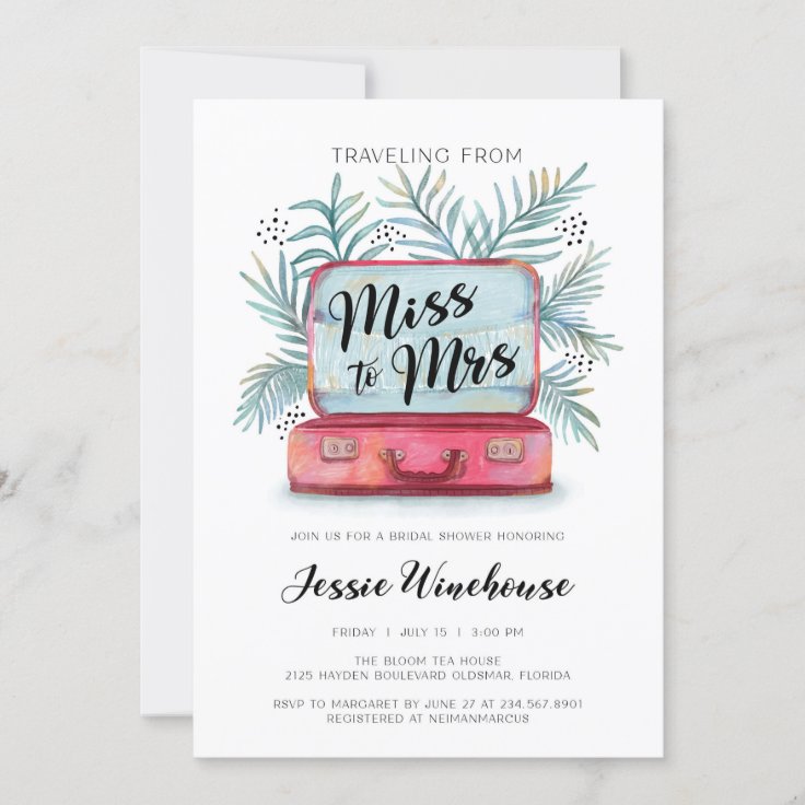 Traveling from miss to mrs Bridal Shower Invitation Zazzle