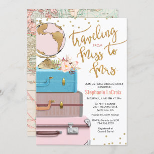 Traveling from Miss to Mrs Bridal Shower Invitation