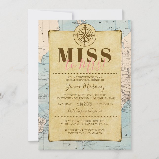 Traveling from Miss to Mrs! - Bridal Shower Invitation (Front)