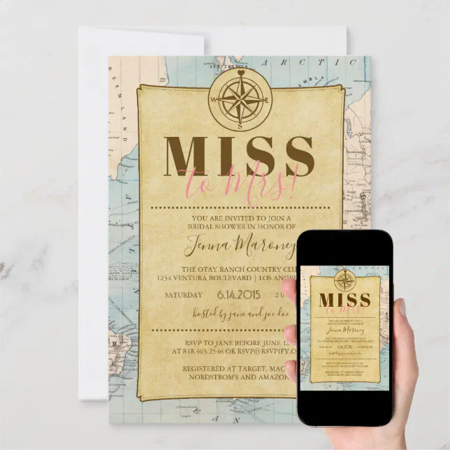 Traveling from Miss to Mrs! Bridal Shower Invitation Zazzle