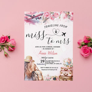 Traveling from Miss to Mrs Bridal Shower Invitation