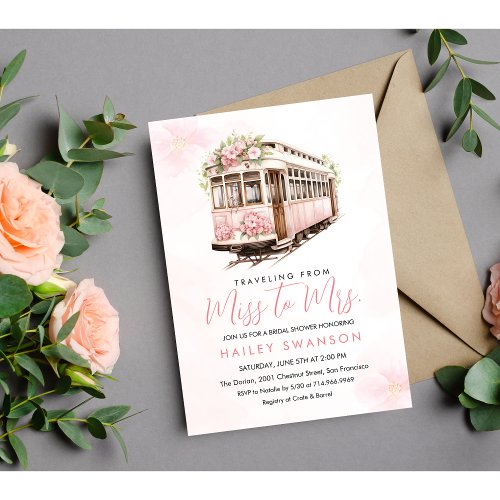 Traveling from Miss to Mrs Bridal Shower Invitation