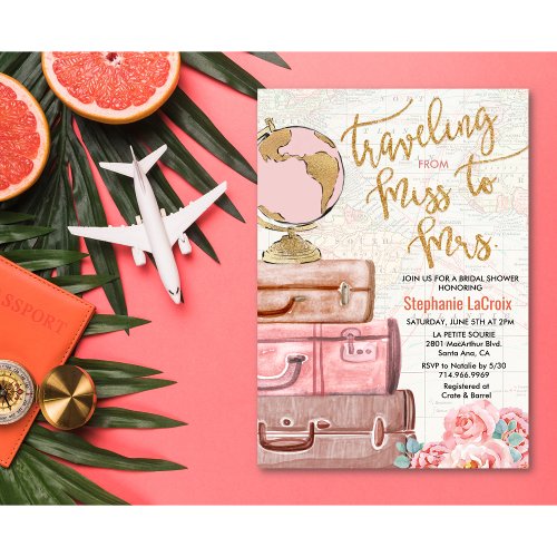 Traveling from Miss to Mrs Bridal Shower Invitation