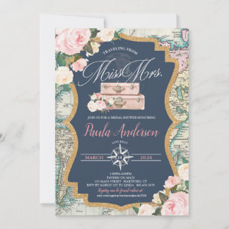 Traveling from MISS TO MRS. Bridal Shower  Invitation