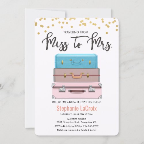Traveling from Miss to Mrs Bridal Shower Invitation