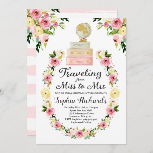 Traveling From Miss To Mrs Bridal Shower Invite