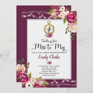Traveling From Miss To Mrs Bridal Shower Invite